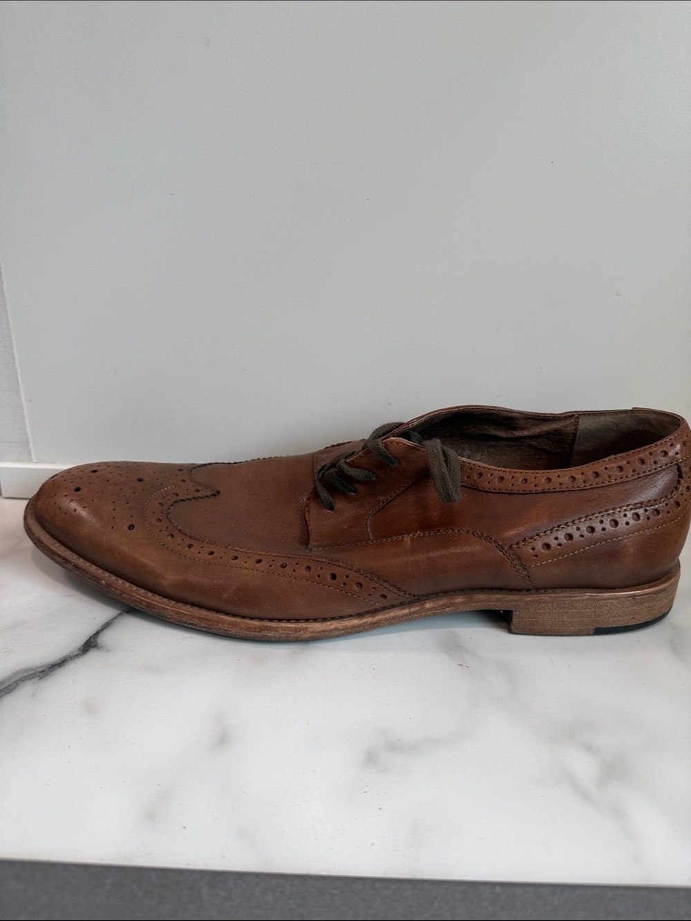 Rush by Gordon Rush men's brown leather wingtip brogue dress shoe size 11